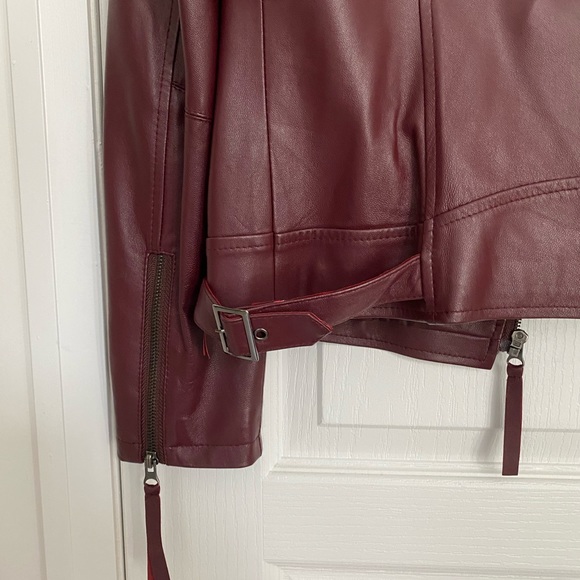 Burgundy Genuine Leather Jacket - Picture 3 of 4
